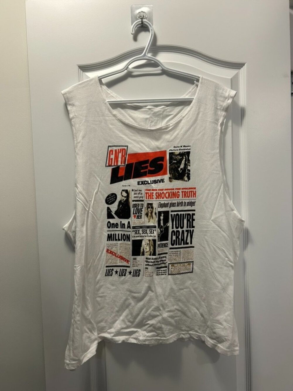Guns N' Roses G N' R Lies Album Graphic Tank Top Muscle Tee White - Size L